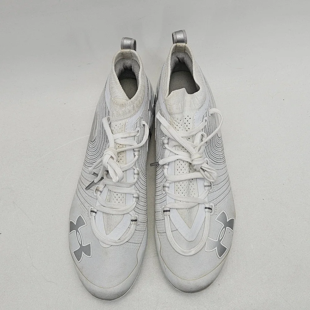 Under Armour Spotlight MC Mens 9 Football Cleats White Silver 3020675-100
